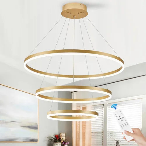 Vista 56 de Benkut Lámpara de Araña de Anillo LED Moderna Negra para Comedor, Lámpara de Araña de Techo Circular Empotrada Regulable con Control Remoto