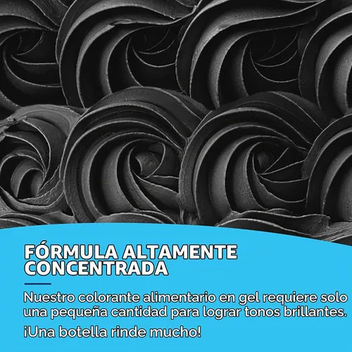 Vista 2 de Gel de colorante alimentario líquido Satin Ice, botella de 0.61 onzas líquidas, negro