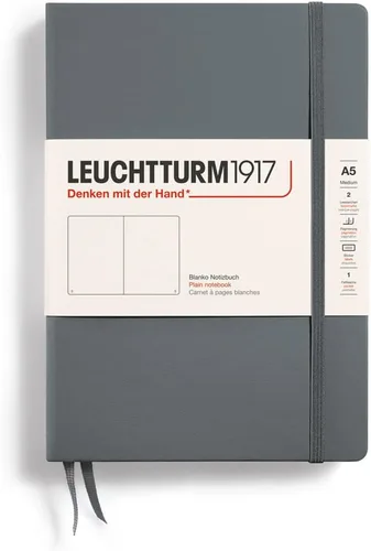 Vista 14 de LEUCHTTURM1917 - Cuaderno de tapa dura mediano A5 con 251 páginas numeradas para escritura y diario (negro, liso)