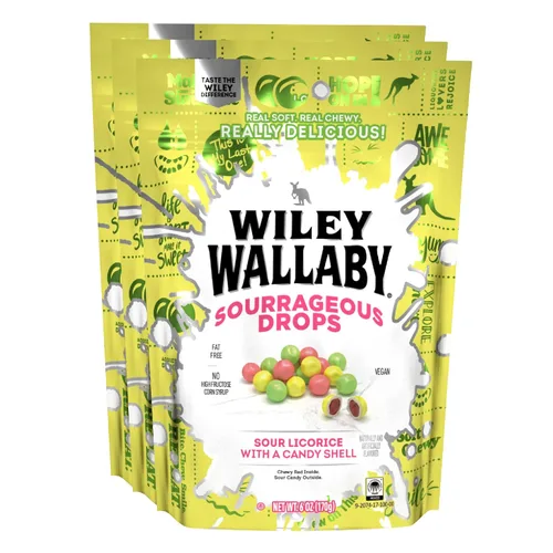 Vista 9 de Wiley Wallaby 6 oz. Gotas Fruitrageous Drops Frutas Originales Caramelos de Regaliz Suaves y Masticables Estilo Australiano Gourmet, Paquete de 2
