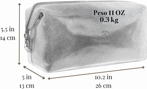 Vista 7 de Time Resistance Bolsa de Aseo de Cuero Estuche de Cosméticos Kit Dopp Elegante Italiano, Negro, Classic