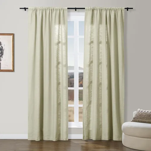 Vista 17 de ChadMade Simon Collection - Cortina de mezcla de algodón con forro de algodón de privacidad, 1 panel de 50 pulgadas de ancho x 84 pulgadas de largo