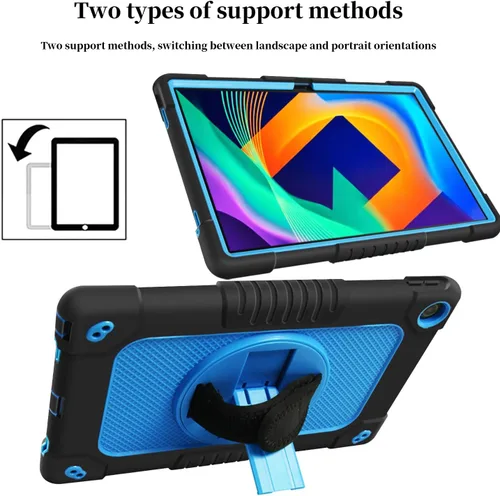 Vista 7 de Funda para niños para Lenovo Tab M10 Plus 3ª generación de 10.6 pulgadas, correa de mano con soporte giratorio para niños, a prueba de golpes