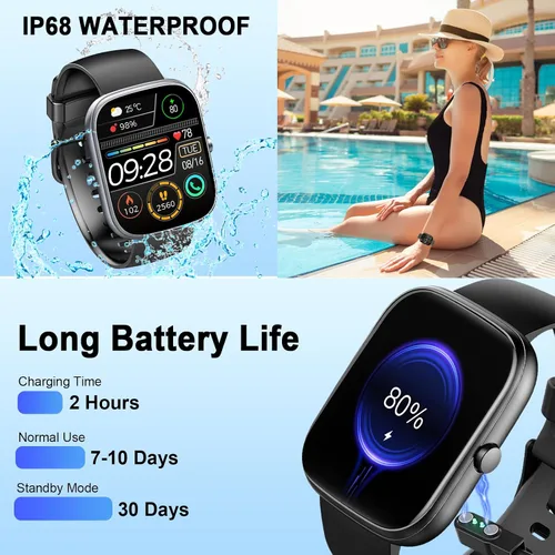 Vista 7 de Reloj inteligente (respuesta/haz llamadas), reloj inteligente HD de 1.91 pulgadas para hombres y mujeres, monitor de ritmo cardíaco/sueño/podómetro