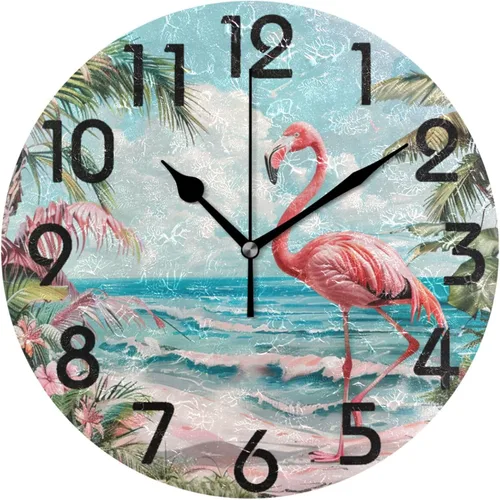 Vista 10 de Pretty Sping Flowers Birdhouse Family Birds Reloj de pared redondo, 10 pulgadas, analógico, silencioso, sin tictac, para el hogar, cocina, sala