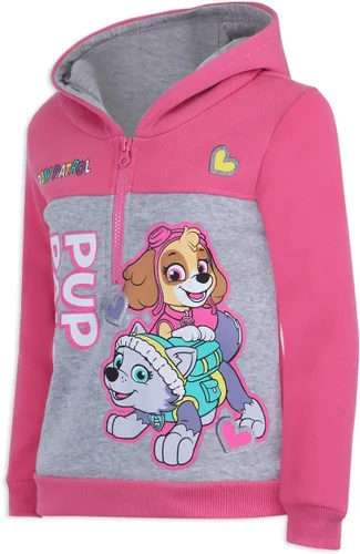 Vista 3 de Paw Patrol Girls Skye and Everest Half Zip Up Hoodie for Toddlers and Little Kids PinkGrey