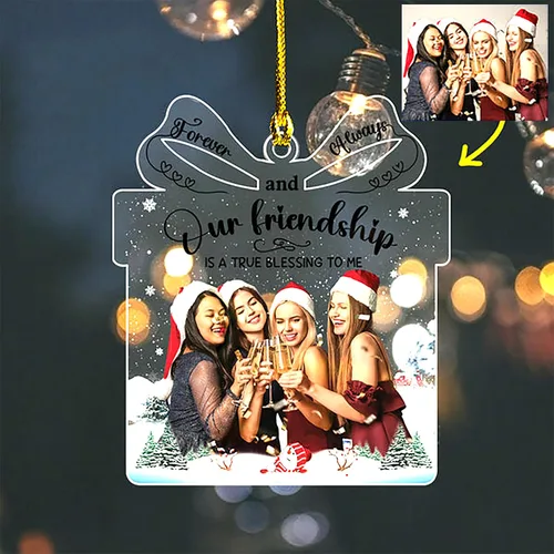 Vista 8 de Adorno de Árbol de Navidad Personalizado, Adorno de Forma Plana con Foto Personalizada, Adornos Acrílicos Planos 2D, Adornos Acrílicos con Foto