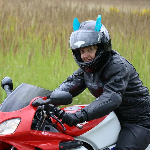 Vista 4 de SEADEAR Cuernos de casco, un par de cascos de motocicleta decorados con cuernos, estilo punk, cuernos decorativos, casco de motocicleta, accesorios