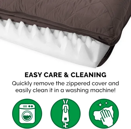 Vista 7 de FurHaven - Cama de espuma ortopédica suave para perros, estilo sofá, con funda extraíble y lavable, acolchada, color café, para perros de hasta 35