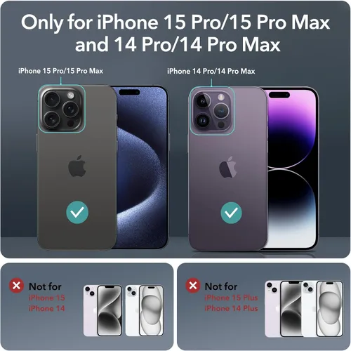 Vista 2 de ESR Protector de lente de cámara para iPhone 15 Pro Max/15 Pro, paquete de Negro