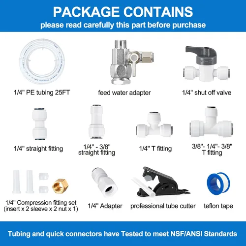 Vista 6 de Kit de línea de agua para refrigerador - Kit de instalación de agua para máquina de hielo de grado alimenticio, tubo de agua de 1/4 pulgadas O.D.