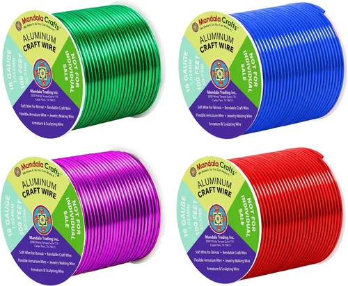 Vista 186 de Mandala Crafts - Alambre de aluminio anodizado de calibre 22 para hacer joyas - 137.2 m de alambre flexible surtido y coloreado - Doble para bonsái