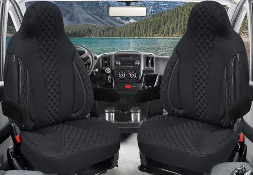 Vista 16 de BREMER SITZBEZÜGE Measure Pilot Seat Covers Compatible with Motorhome Ducato Weinsberg Adria Dethleffs Accessories,Set of 2 Protective Covers Black