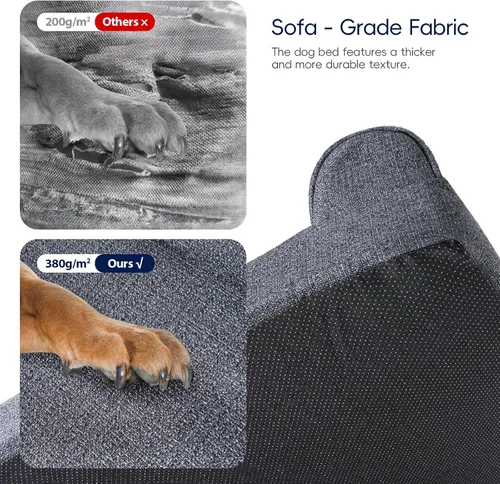 Vista 3 de Sofá ortopédico indestructible a prueba de mordidas para perros extragrandes, 42 x 30 pulgadas, sofá cama XL de espuma impermeable para mascotas