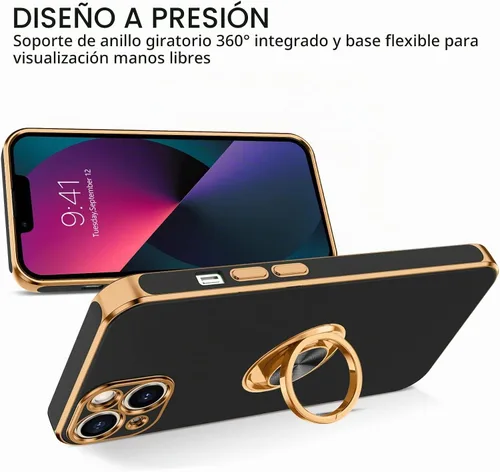 Vista 4 de BENTOBEN Funda para iPhone 13, funda para iPhone 13, ajuste delgado, soporte de anillo de 360°, soporte magnético para automóvil, soporte para Negro
