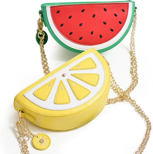 Vista 5 de Freie Liebe New Cute Watermelon Lemon Shaped Crossbody Clutch Purse Bag Fruit Style Purse Mini Shoulder Bag