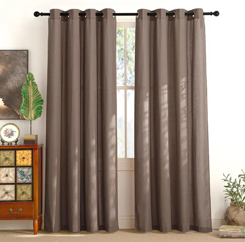 Vista 123 de NICETOWN - Cortinas de lino angora para ventana de cocina sobre el fregadero, con ojales, lino grueso angora, tratamientos cortos para ventanas