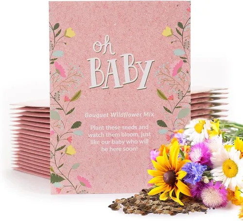 Vista 11 de BENTLEY SEED CO. Oh Baby Seed Packets Regalos de baby shower para invitados 25 paquetes de semillas de flores silvestres Prellenados Mezcla