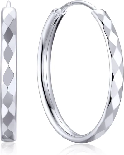 Vista 25 de ChicSilver Aretes de aro de plata de ley para mujer, aros de plata de ley 14k dorado