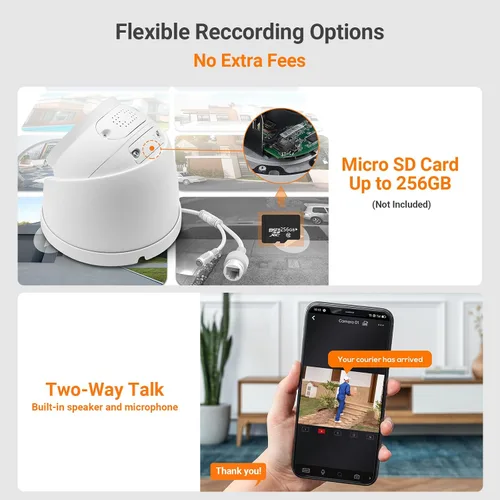 Vista 6 de VIKYLIN 4K 8MP POE IP AI Wizsense Cámara, DMSS/SmartPss Lite, disuasión activa con audio bidireccional, visión nocturna inteligente de doble luz