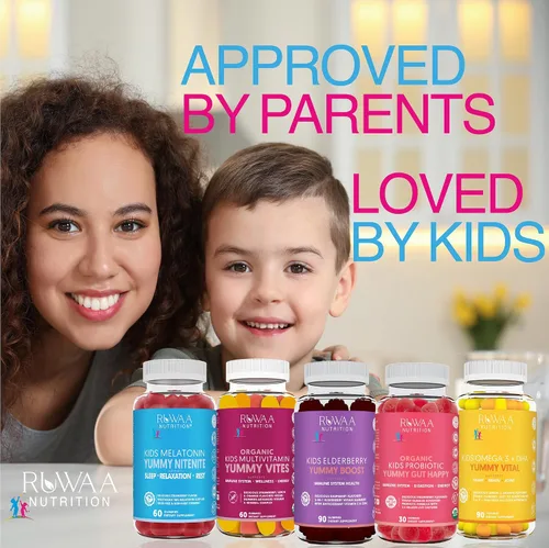 Vista 7 de RUWAA NUTRITION Gomitas probióticas orgánicas para niños para la salud digestiva, apoyo inmunológico, estreñimiento, hinchazón. 2.5 mil millones
