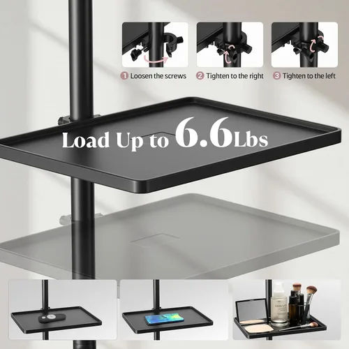 Vista 5 de Mznoo Luz de pestañas, lámpara de media luna con bandeja de herramientas, luz de luna LED para extensiones de pestañas, modos de color flexibles