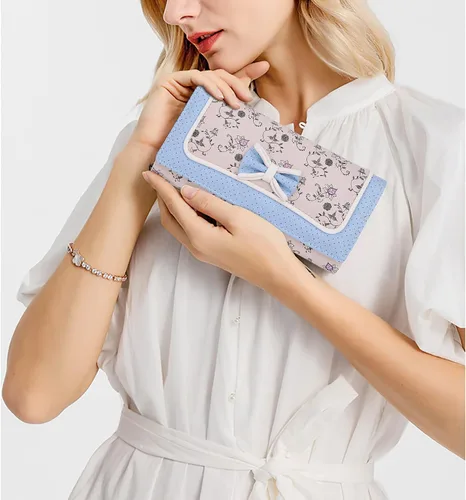 Vista 2 de UTO Wallet for Women Large Capacity Bowknot Flower Card Holder Phone Case Zipper Pocket Gilrs Purse Clutch