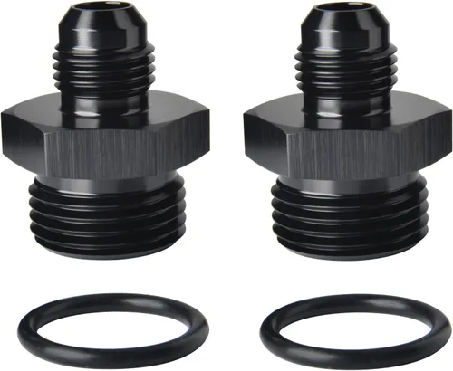 Vista 23 de 4AN macho a 4AN ORB con junta tórica Boss adaptador de riel de bomba de combustible de aluminio negro