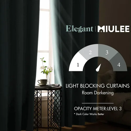 Vista 2 de MIULEE Cortinas opacas para dormitorio o sala de estar, juego de 2 paneles de cortina para ventana con aislamiento térmico y bloqueo de luz