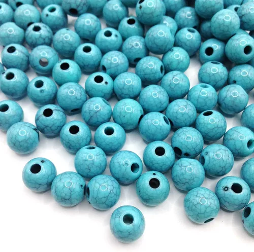 Vista 8 de 50 cuentas sueltas redondas y sueltas de 0.551 pulgadas (0.551 in), cuentas espaciadoras para manualidades, collares, pulseras y joyería, color azul