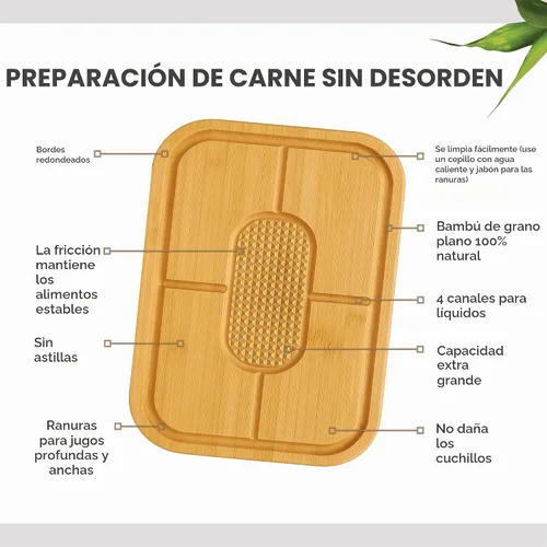Vista 4 de Tabla de cortar carne – Tabla de tallar de bambú extragrande, bloque de carnicero de 18 x 13 pulgadas de grosor con ranura profunda para jugo