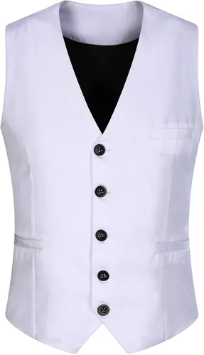 Vista 4 de AOYOG - Chaleco formal de negocios de hombres para traje o esmoquin