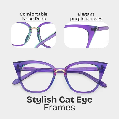 Vista 3 de Zeelool Marco de gafas de ojo de gato para mujeres lente transparente Chandrika ZOP01899