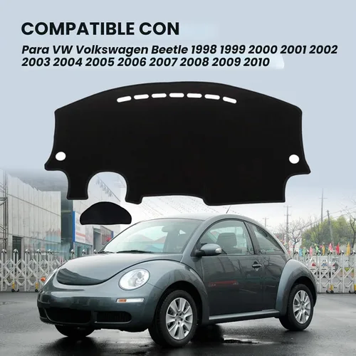 Vista 2 de Cubierta para tablero de salpicadero, alfombrilla para 1998-2010 VW Volkswagen Beetle (Negro con borde)