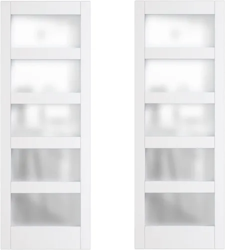 Vista 13 de Puerta corrediza de vidrio de 30 x 84 pulgadas, losas resistentes para puerta de granero, requiere montaje, puertas de granero para el hogar, 5