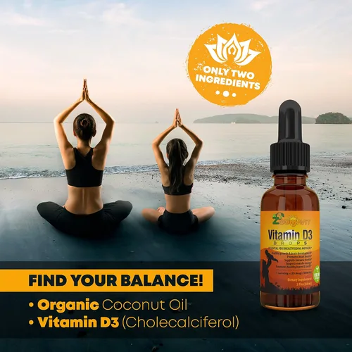 Vista 3 de Gotas de vitamina D para bebés, gotas de vitamina D para bebés, 1000 UI, 2 onzas líquidas, vitamina D3 orgánica con fórmula de máxima absorción
