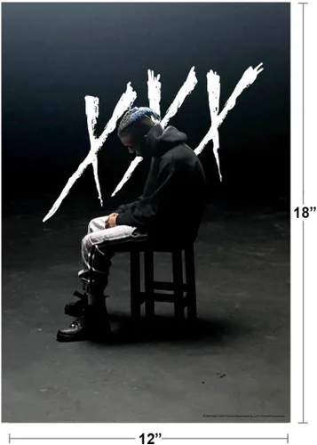 Vista 3 de Póster de arte para pared con impresión de música trap de XXXtentacion, merch de XXX, malas vibras para siempre, diseño estético cool, 12x18 pulgadas