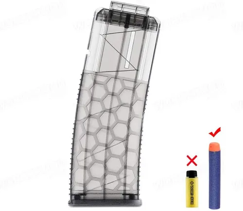 Vista 5 de WORKER 15-Darts Honeycomb Magazine Clip Reemplazo para Nerf Toy Color Negro Transparente