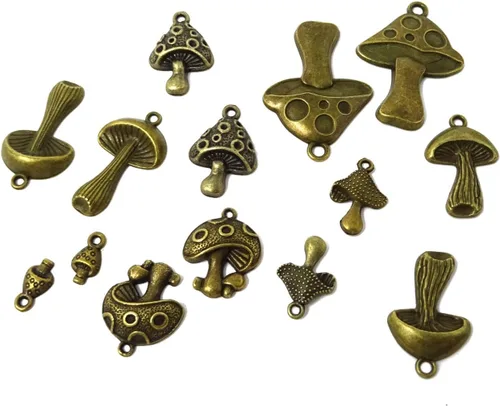 Vista 4 de Honbay 42 dijes de aleación de hongos, bonitos hallazgos de joyería para aretes, collares, pulseras, llaveros y manualidades (7 estilos), aleación