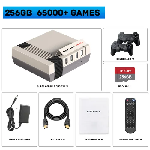 Vista 7 de Kinhank Retro Game Console with 65000+Games,Super Console CUBE X3 Video Game Console with EmuElec 4.6/Android 9/CoreE,8K Output,2.4+5G,BT
