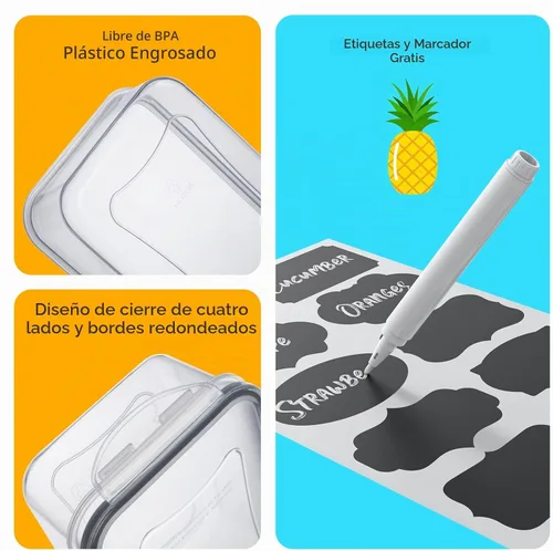 Vista 4 de 34 recipientes de almacenamiento de alimentos con tapas herméticas