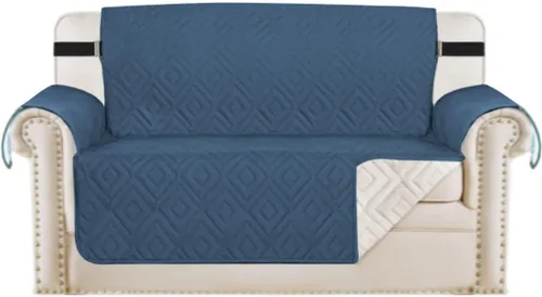 Vista 5 de H.VERSAILTEX Funda reversible para silla, protector de muebles antideslizante, resistente al agua, con correas elásticas de 2 pulgadas