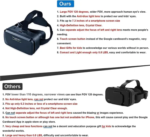 Vista 8 de Auriculares de realidad virtual para teléfono celular, auriculares de realidad virtual, gafas 3D, gafas de realidad virtual, gafas de realidad