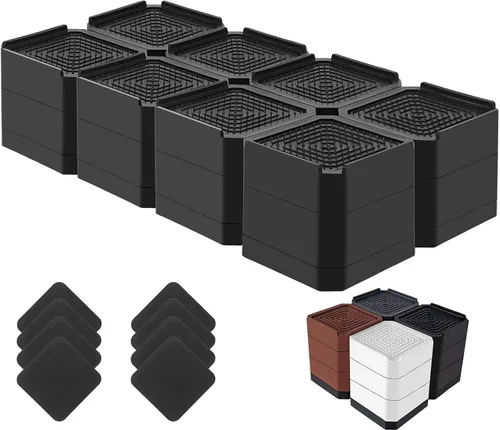 Vista 18 de Elevadores de cama resistentes, bloques elevadores de muebles ajustables de 1.5, 3, 4.3 pulgadas para patas de sofá, mesa, escritorio, refrigerador