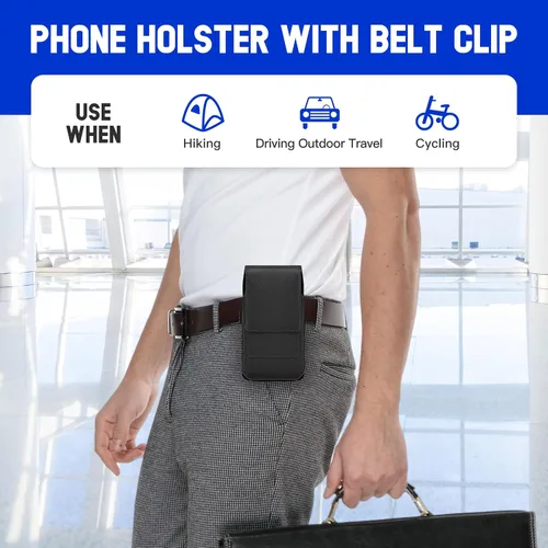 Vista 7 de Mopaclle Funda vertical para teléfono celular con clip y bucle para cinturón, resistente soporte para cinturón de teléfono compatible con iPhone 17