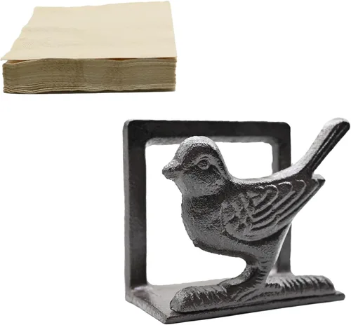 Vista 9 de Exquisito servilletero vintage de hierro fundido con divertido motivo de animales de pie - Los servilleteros Birdie son adecuados para cocinas