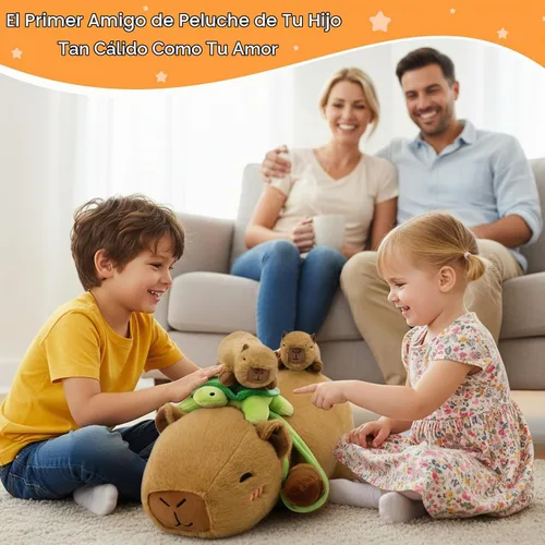 Vista 7 de SQEQE Capybara - Peluches con bebés, almohada de felpa suave Capibara