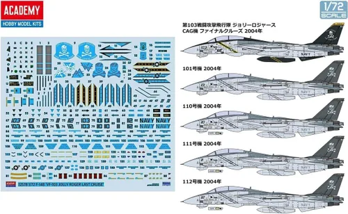 Vista 8 de Academy 1/72 US Navy F-14B Tomcat VF-103 Jolly Rogers modelo de plástico 12578