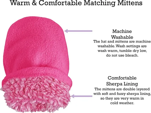 Vista 6 de N'Ice Caps - Conjunto de gorro y mitones de invierno con forro polar sherpa, para niños y bebés, para invierno