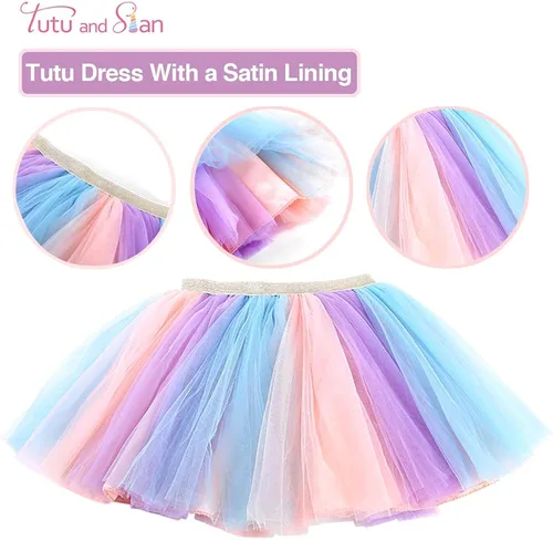 Vista 3 de Diadema de unicornio camiseta vestido tutú y banda de satén Traje de fiesta de cumpleaños de unicornio para niñas